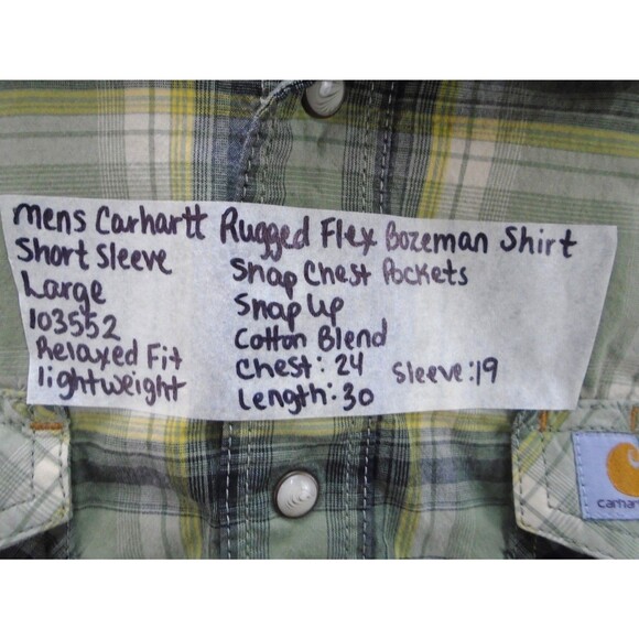 Carhartt Bozeman Shirt Men Size L Rugged Flex Relaxed Fit Pearl Snap Lightweight - Picture 5 of 9